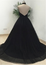 Brilliant Tulle Halter Neckline Floor-length Ball Gown Evening Dress