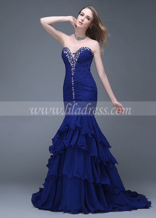 Elegant Chiffon Sweetheart Neckline Full-length Mermaid Evening Dresses