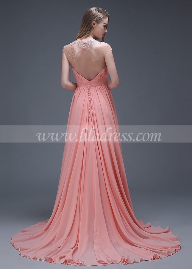 Wonderful Chiffon Jewel Neckline Full-length A-line Evening Dresses
