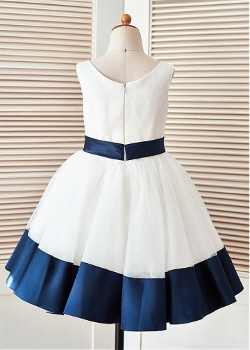 Marvelous Tulle & Satin Jewel Neckline Ball Gown Flower Girl Dresses