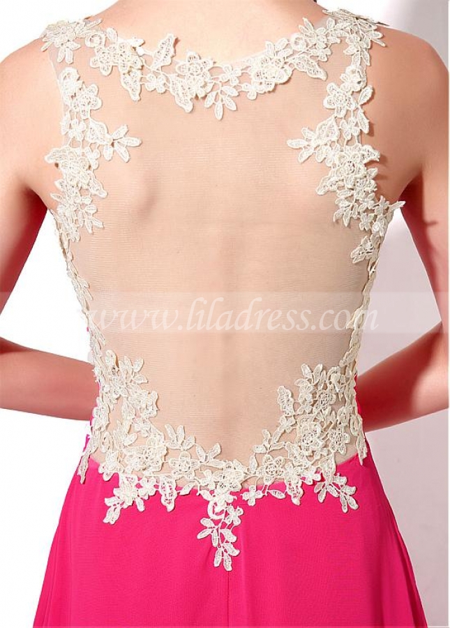 Chic Chiffon Sweetheart Neckline Floor-length A-line Prom Dresses With Lace Appliques