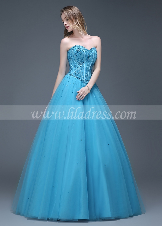 Gorgeous Tulle Sweetheart Neckline Full-length A-line Prom Dresses