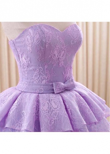 Junoesque Lace & Tulle Sweetheart Neckline Floor-length Ball Gown Quinceanera Dresses With Lace Appliques & Bowknot