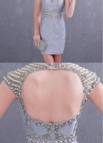 Marvelous Tulle Jewel Neckline Sheath/Column Cocktail Dresses With Beadings