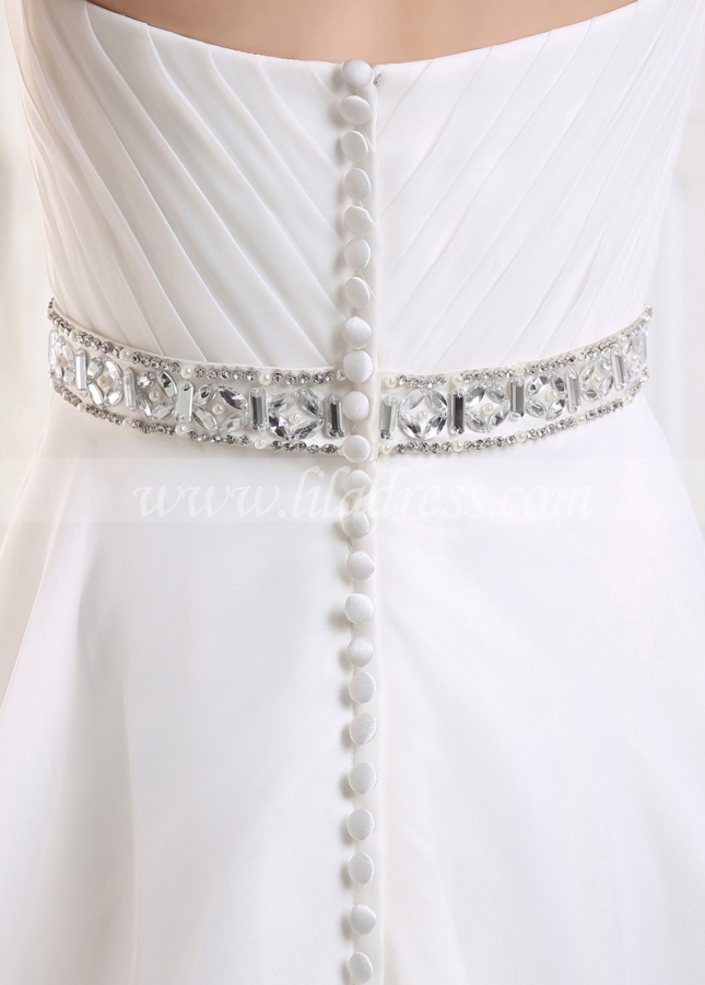 Sweetheart Strapless Hi-lo Wedding Dress With Beaded Belt