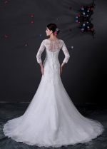 Charming Tulle Bateau Neckline Mermaid Wedding Dress With Beaded Lace Appliques