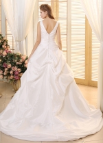 Elegant Taffeta V-neck Neckline Pick-up A-line Wedding dresses