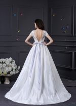 Glamorous Lace & Taffeta Bateau Neckline A-line Wedding Dress