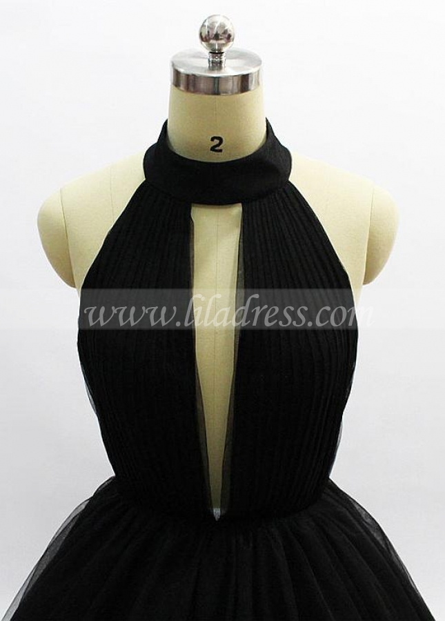 Exquisite Tulle Halter Neckline Floor-length Ball Gown Evening Dresses