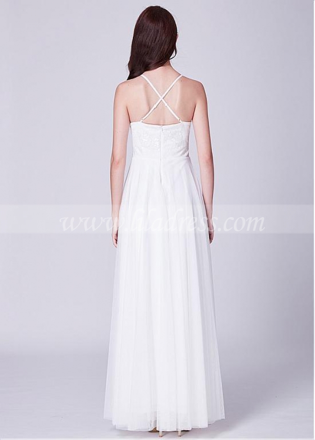 Dazzling Lace & Tulle Jewel Neckline Floor-length A-line Prom / Bridesmaid Dress