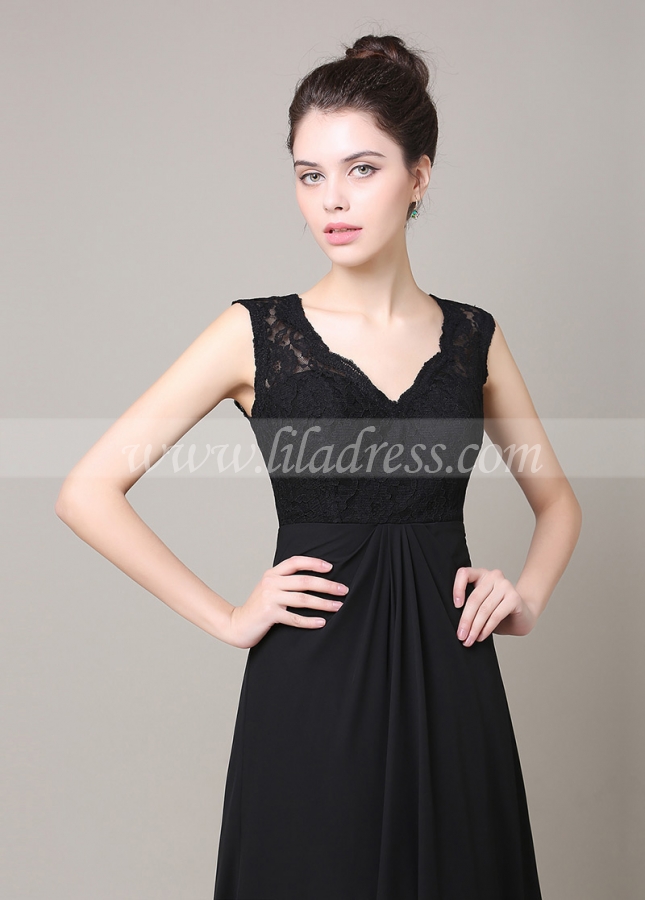 Elegant Chiffon & Lace V-neck Neckline A-line Bridesmaid Dress