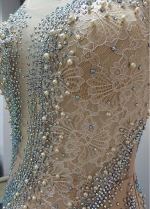 Wonderful Lace & Tulle Scoop Neckline Floor-length Mermaid Evening Dresses With Rhinestones & Imitation Pearls