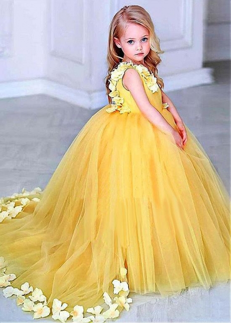 Marvelous Satin & Tulle Scoop Neckline Ball Gown Flower Girl Dress With Handmade Flowers