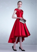 Romantic Tulle & Satin Jewel Neckline Hi-lo A-line Prom Dress With Beadings