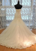 Gorgeous Tulle Sweetheart Neckline Mermaid Wedding Dress With Beadings & Lace Appliques & 3D Flowers