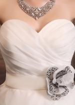 Chic Organza Satin Sweetheart Neckline Ruffled A-line Wedding Dresses