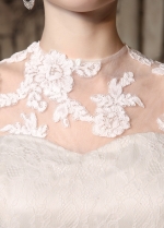 Fabulous Tulle & Lace Illusion High Neckline A-line Wedding Dresses with Lace Appliques