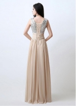 Marvelous Chiffon V-neck Neckline Sheath Evening Dresses With Sequin Lace