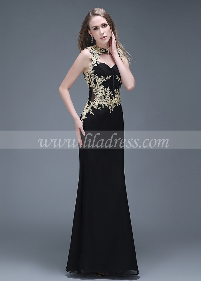 Elegant Chiffon Black Mermaid Evening / Prom Dresses