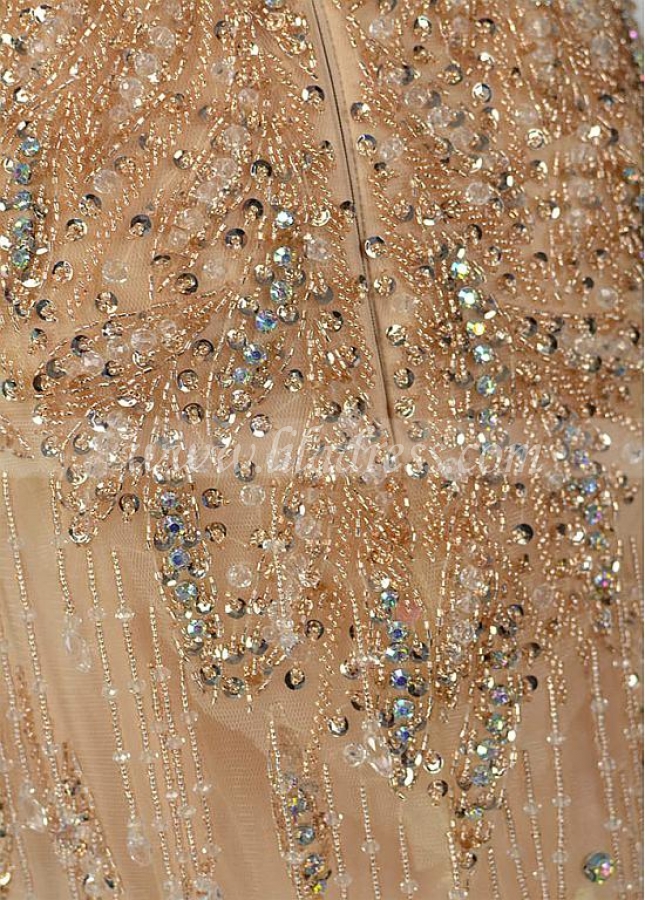 Brilliant Tulle Halter Neckline Mermaid Prom Dresses With Beadings