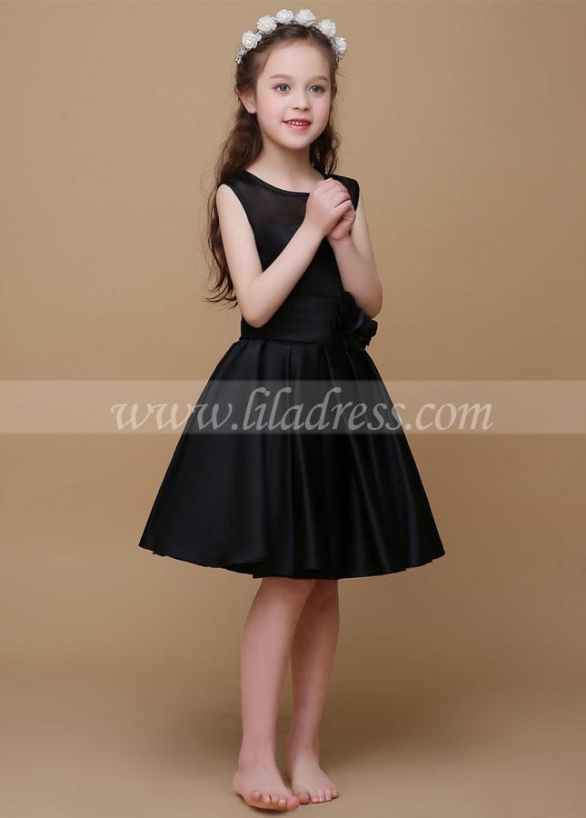 Charming Organza & Satin Scoop Neckline A-Line Flower Girl Dresses With Pleats