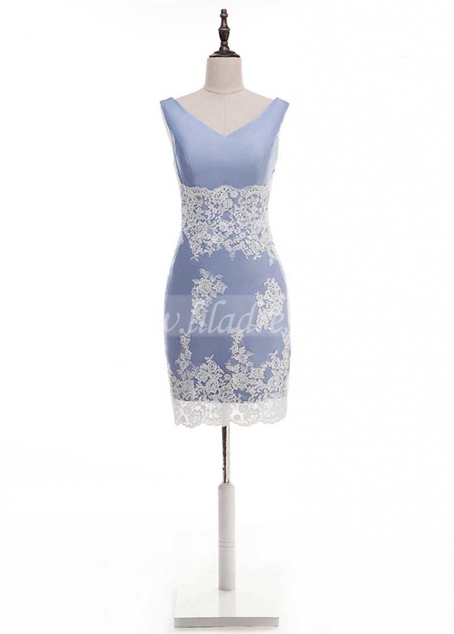 Graceful Taffeta V-neck Neckline Sheath/Column Mother Of The Bride Dress With Lace Appliques & Detachable Coat