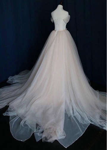Alluring Tulle Off-the-shoulder Neckline A-line Wedding Dress With Belt