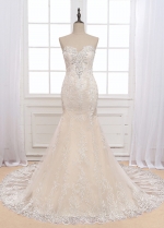 Glamorous Tulle Sweetheart Neckline Mermaid Wedding Dress With Lace Appliques & Beadings