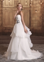 Chic Organza Satin Sweetheart Neckline Ruffled A-line Wedding Dresses