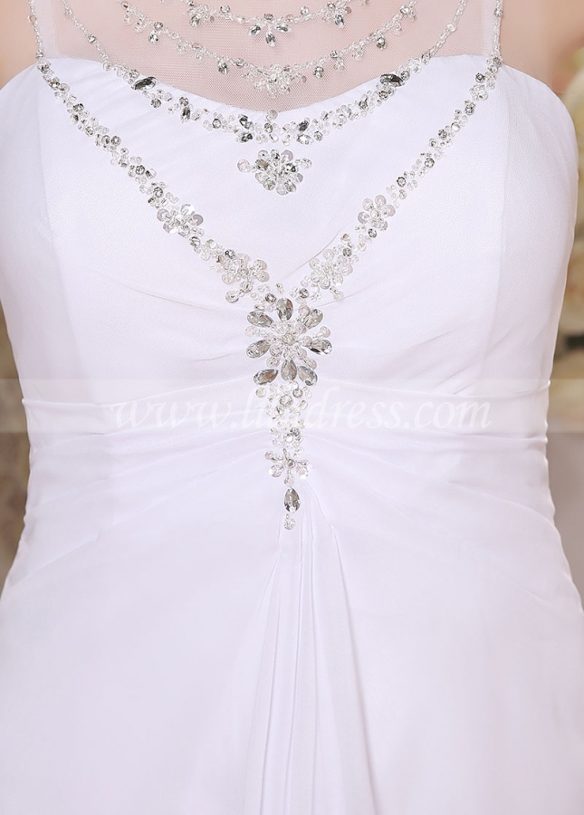 Stunning Chiffon Scoop Neckline A-line Wedding Dresses