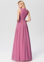 Glorious Lace & Chiffon Jewel Neckline A-line Evening Dresses