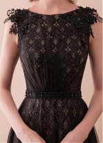 Charming Lace & Tulle Bateau Neckline A-line Evening Dress With Beadings