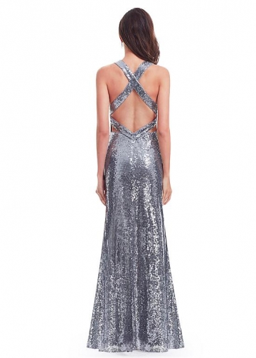 Honorable Sequin Lace V-neck Neckline Sheath / Column Prom Dress