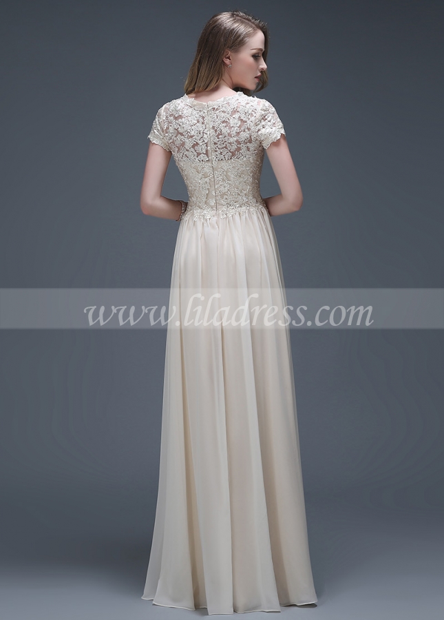 Elegant Chiffon V-neck Neckline Full-length A-line Evening Dresses