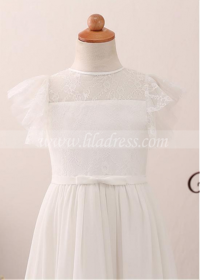 Exquisite Chiffon Jewel Neckline A-line Flower Girl Dress