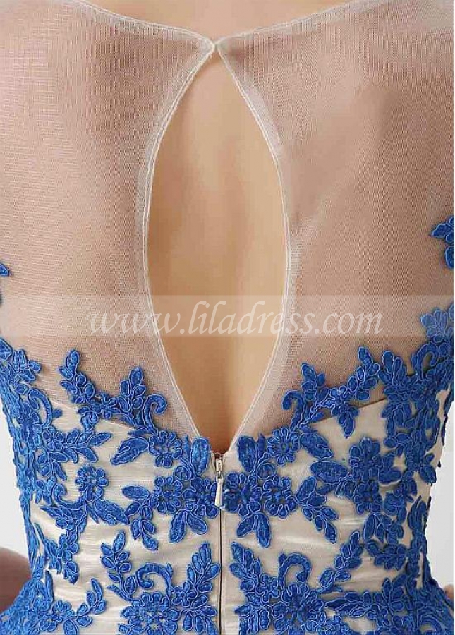 Unique Tulle Bateau Neckline Short A-line Homecoming Dresses With Lace Appliques