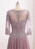 Fabulous Tulle & Chiffon Scoop Neckline A-line Mother Of The Bride Dress With Beaded Lace Appliques