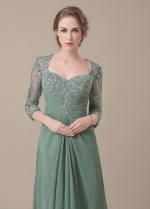 Elegant Chiffon Queen Anne Neckline A-line Mother of The Bride Dresses