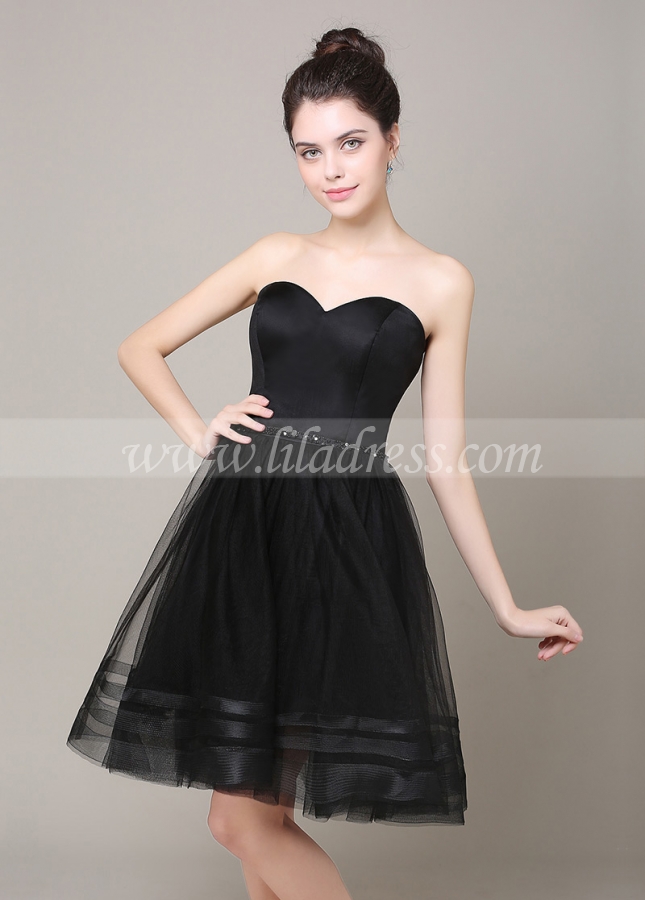 Lovely Tulle Sweetheart Neckline Knee-length A-line Bridesmaid / Cocktail Dress