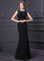 Elegant Lace & Chiffon Bateau Neckline A-line Bridesmaid Dress