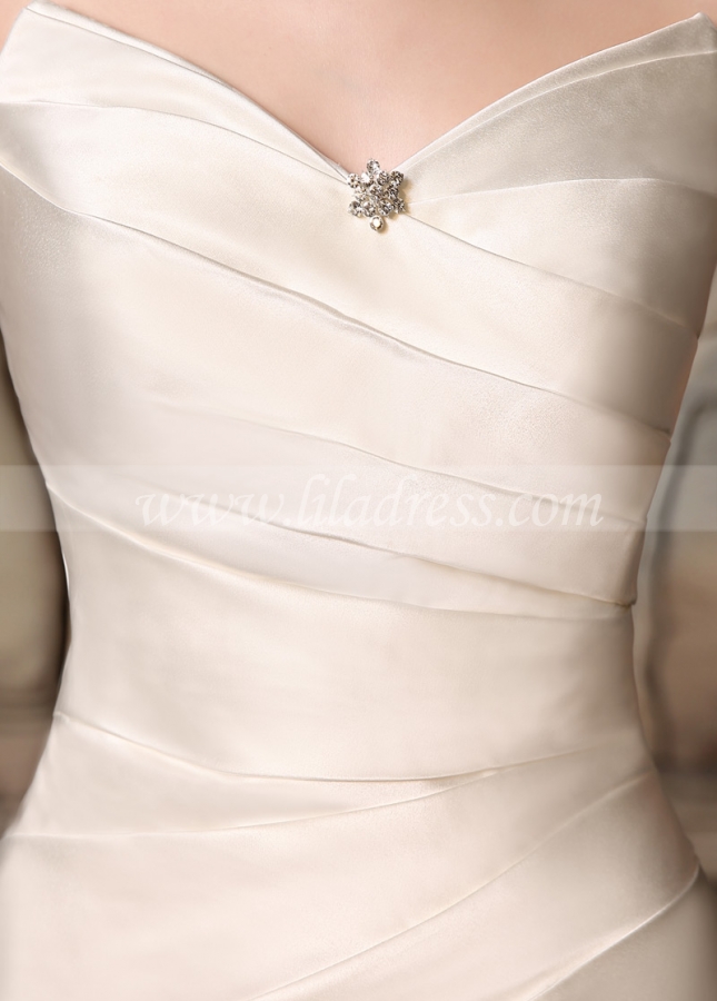 Marvelous Satin V-neck Neckline Mermaid Wedding Dresses with Rhinestones