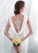 Elegant Tulle & Acetate Satin Scoop Neckline Mermaid Wedding Dresses With Lace Appliques & Beadings