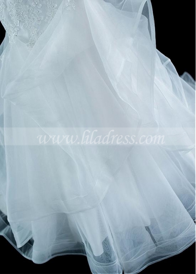 Exquisite Organza Sweetheart Neckline Mermaid Wedding Dresses With Beaded Lace Appliques & Ruffles