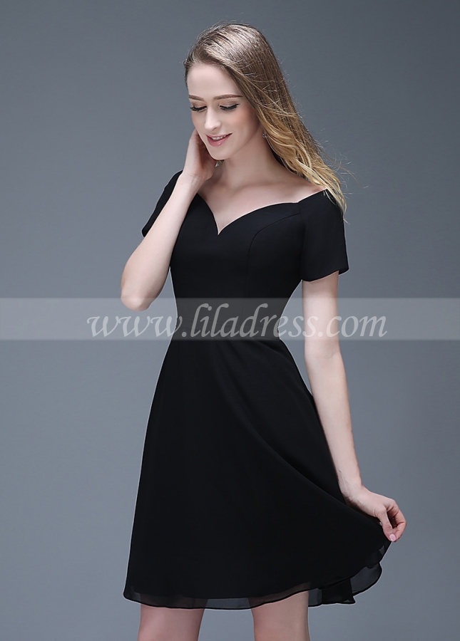 Lovely Chiffon Off-the-shoulder Neckline Short A-line Homecoming Dresses