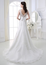Stunning Organza A-line Bateau Neckline Wedding Dress With Beaded Lace Appliques