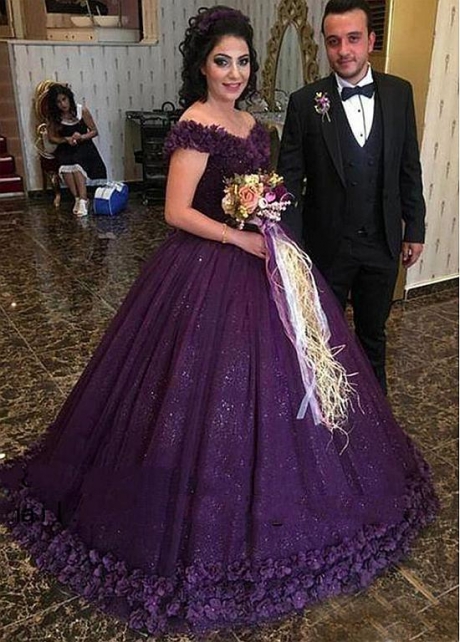 Modest Tulle Off-the-shoulder Neckline Floor-length Ball Gown Evening Dress With Handmade Flowers & Beadings