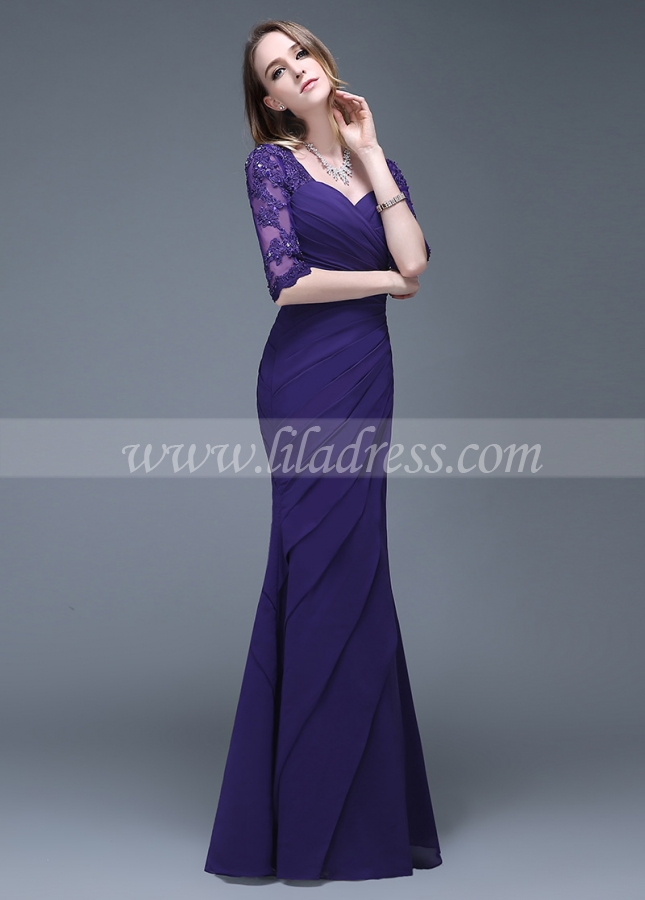 Elegant Chiffon Sweetheart Neckline Full-length Mermaid Evening Dresses