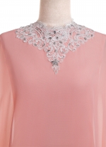 Fantastic Chiffon Jewel Neckline Sheath Kaftan Evening Dress With Lace Appliques & Beadings