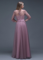 Elegant Tulle Jewel Neckline Full-length A-line Evening Dresses