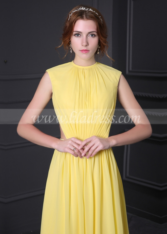 Junoesque Chiffon High Collar Neckline A-Line Formal Dresses